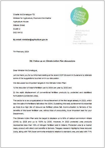 Letter to Minister McConalogue